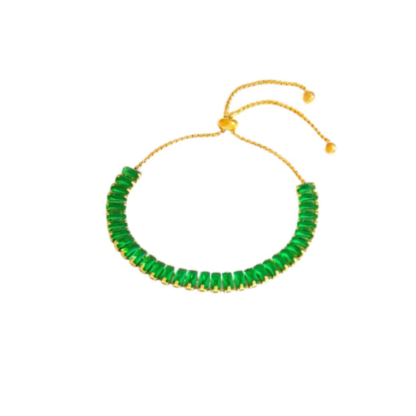 I'M MARTINA - Bracciale tennis rettangolare green regolabile