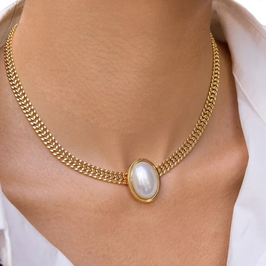 I'M MARTINA - Collana con cabochon bianco