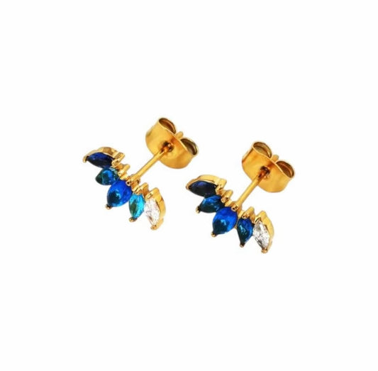 I'M MARTINA - Orecchini jungle con zirconi blu