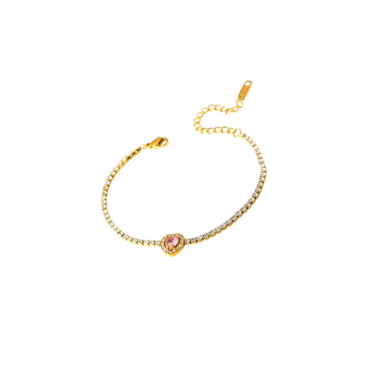 I'M MARTINA - Bracciale Love pink con zirconi