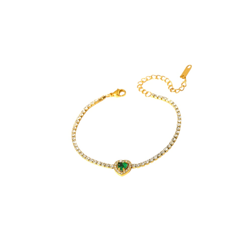 I'M MARTINA - Bracciale Love green con zirconi