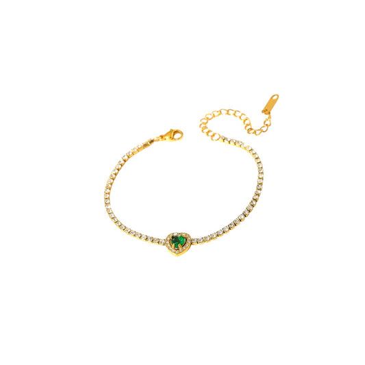 I'M MARTINA - Bracciale Love green con zirconi