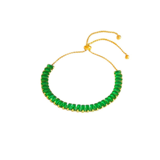 I'M MARTINA - Bracciale tennis rettangolare green regolabile