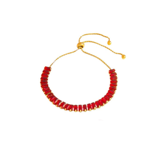 I'M MARTINA - Bracciale tennis rettangolare red regolabile