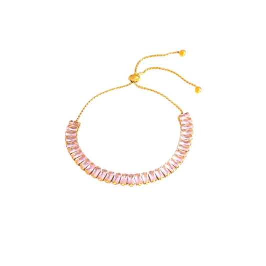 I'M MARTINA - Bracciale tennis rettangolare pink regolabile