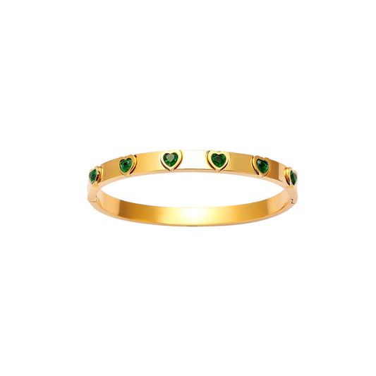 I'M MARTINA - Bracciale Love rigido con zirconi green