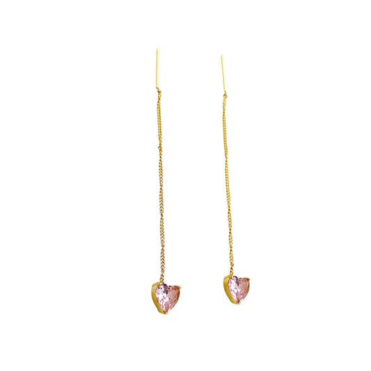 I'M MARTINA - Orecchini Love saliscendi con zirconi rosa