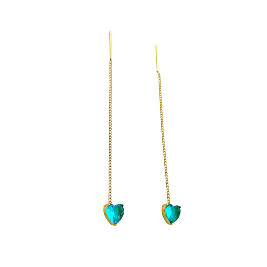 I'M MARTINA - Orecchini Love saliscendi con zirconi blu