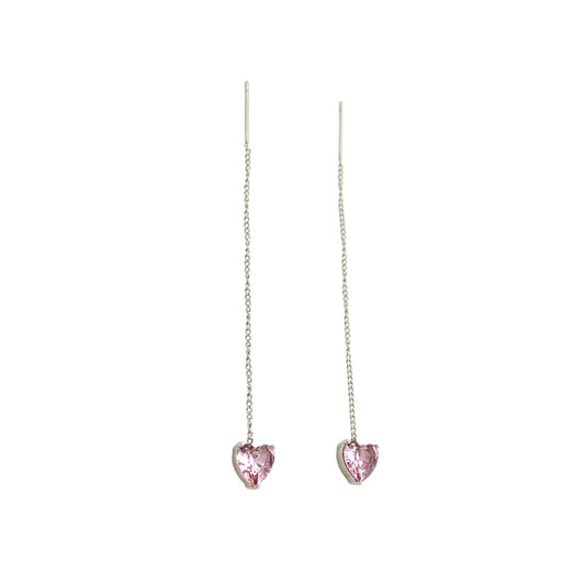 I'M MARTINA - Orecchini Love saliscendi con zirconi rosa