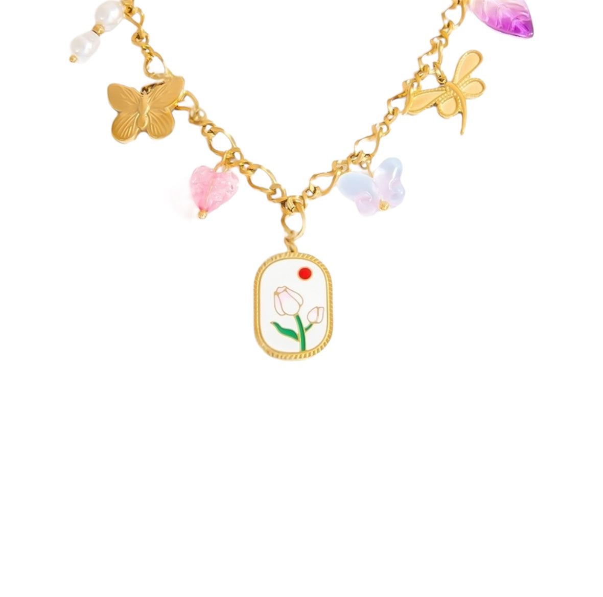 I'M MARTINA - Collana tulipano con charm pendenti