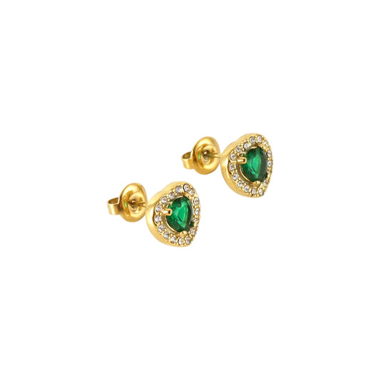 I'M MARTINA - Orecchini diamond love con zircone verde