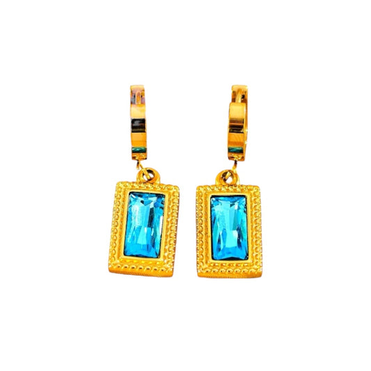 I'M MARTINA - Orecchini rettangolari con zircone blu